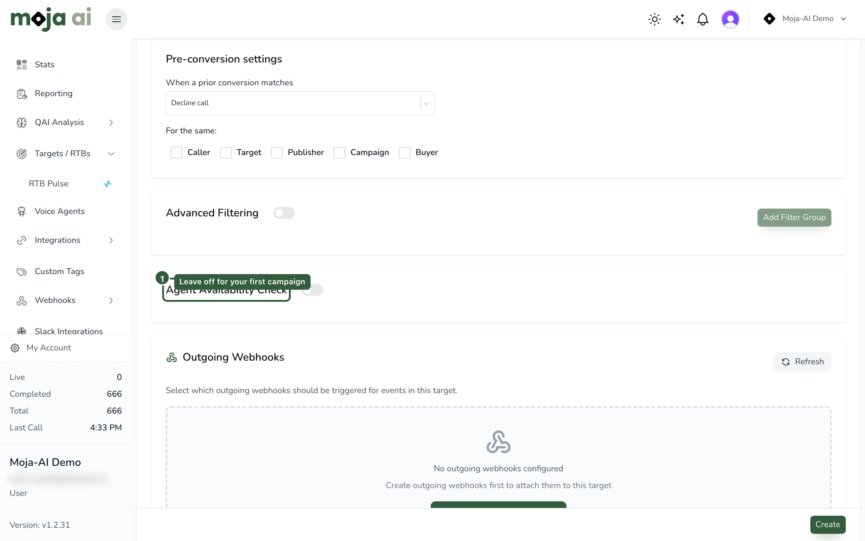 Agent Availability Check and Advanced CAP panels
