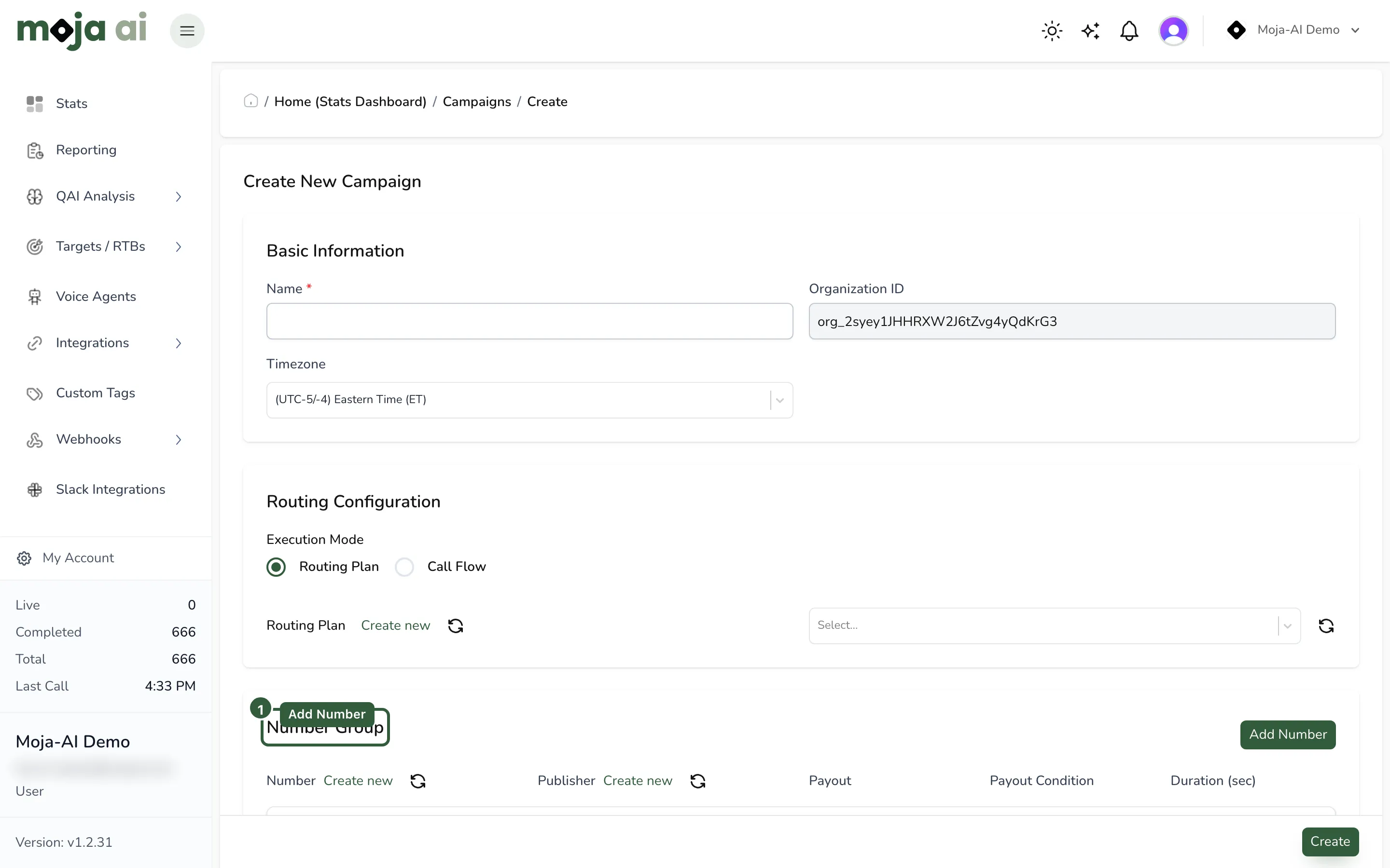 Number Group → Add Number, and the number search results